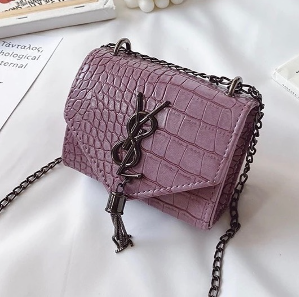 Toami TG10204 rectangle pebble leather crossbody bag light purple